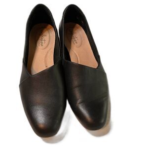 Collection by Clarks Loafers 7M  Black 1" Stacked Heel Comfort Business Casual